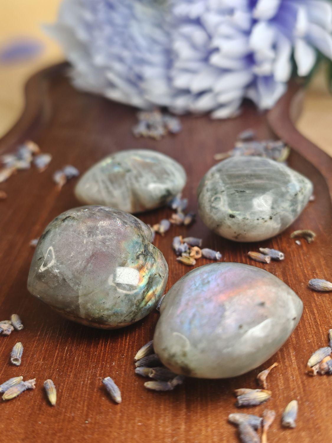 Purple/ Pink Labradorite Hearts